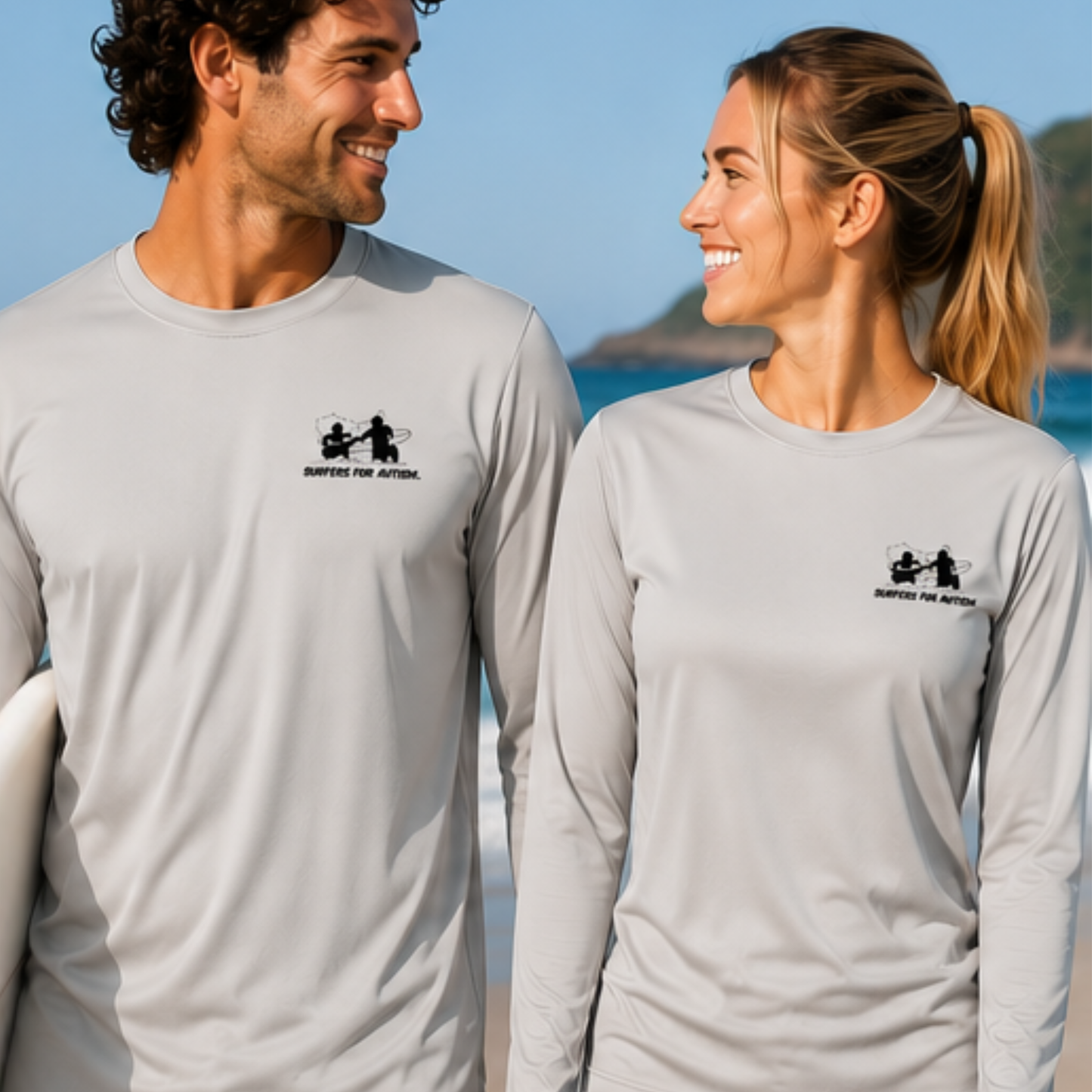 Surfers for Autism® Performance Long Sleeve Shirt In Light Grey