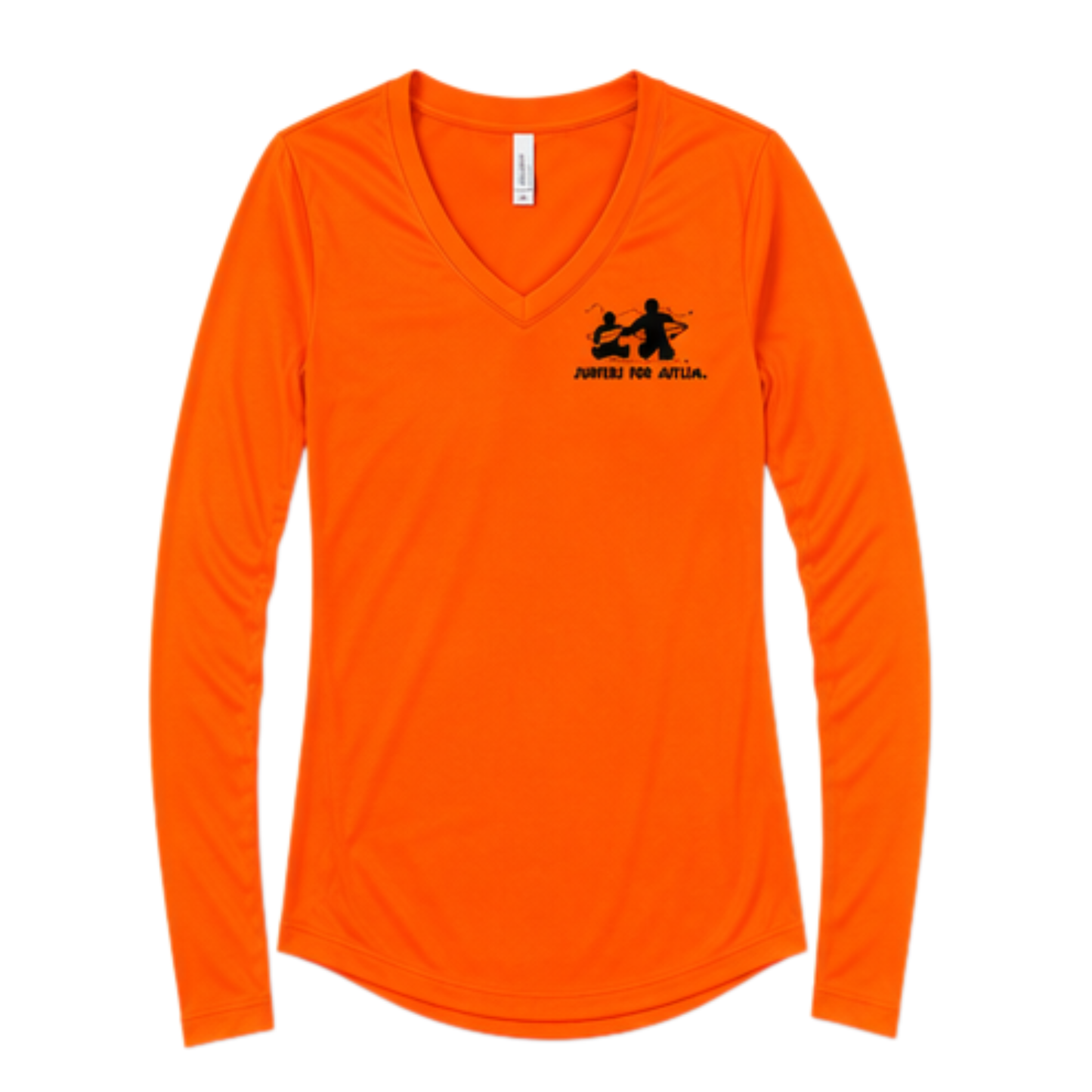 Women's Surfers for Autism® Performance V-Neck Long Sleeve Shirt In Safety Orange