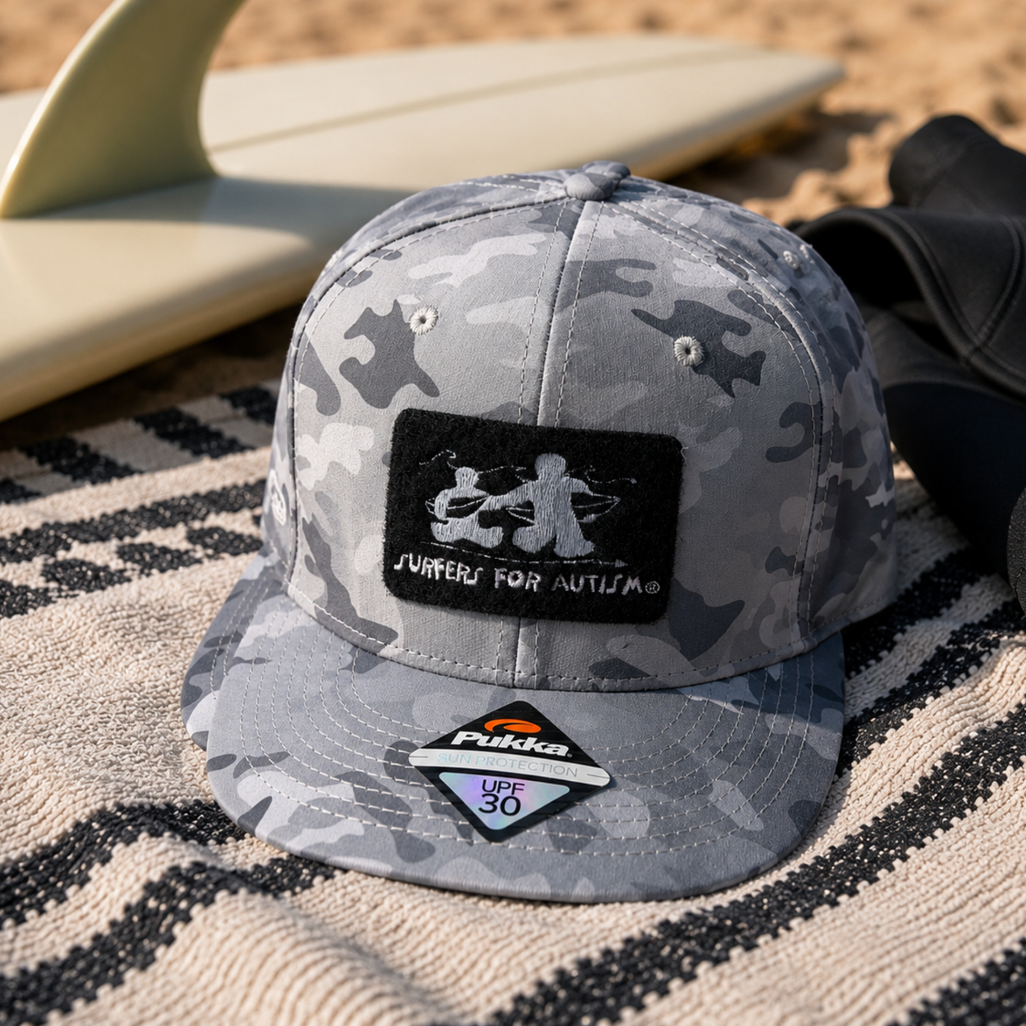 Surfers for Autism® Gray Camo UPF 30 Performance Hat