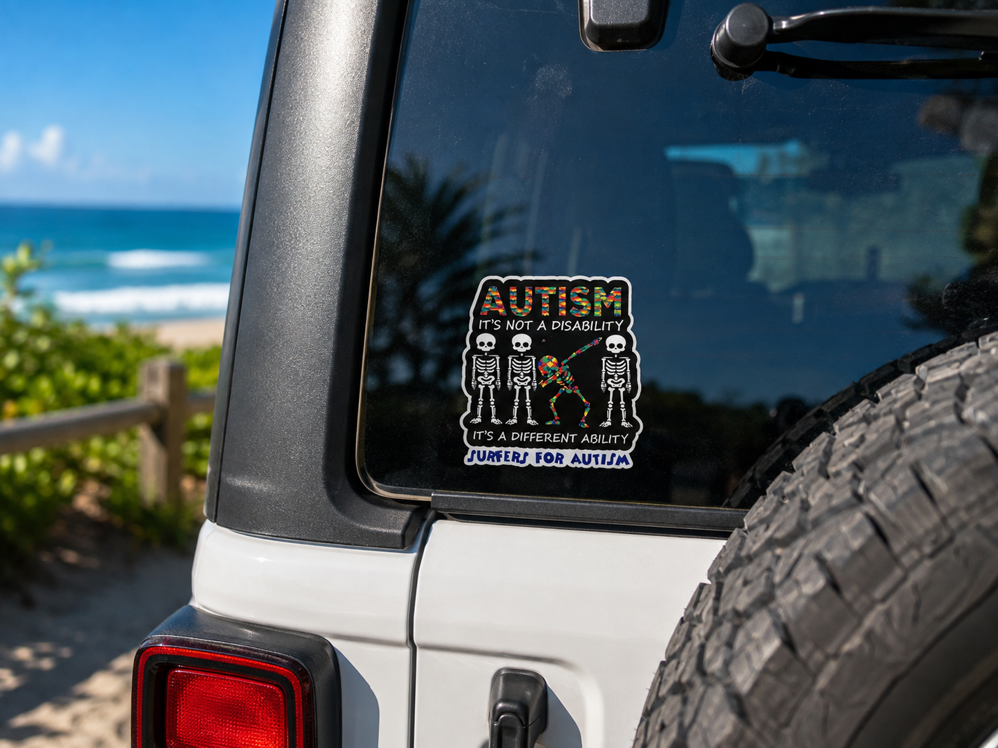 Surfers for Autism® "It's Not a Disability, It's a Different Ability" 4" x 4" Vinyl Sticker