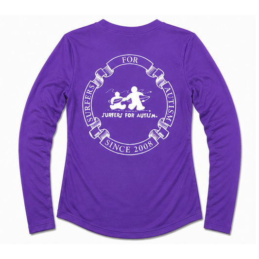 Women's Surfers for Autism® Performance V-Neck Long Sleeve Shirt In Purple