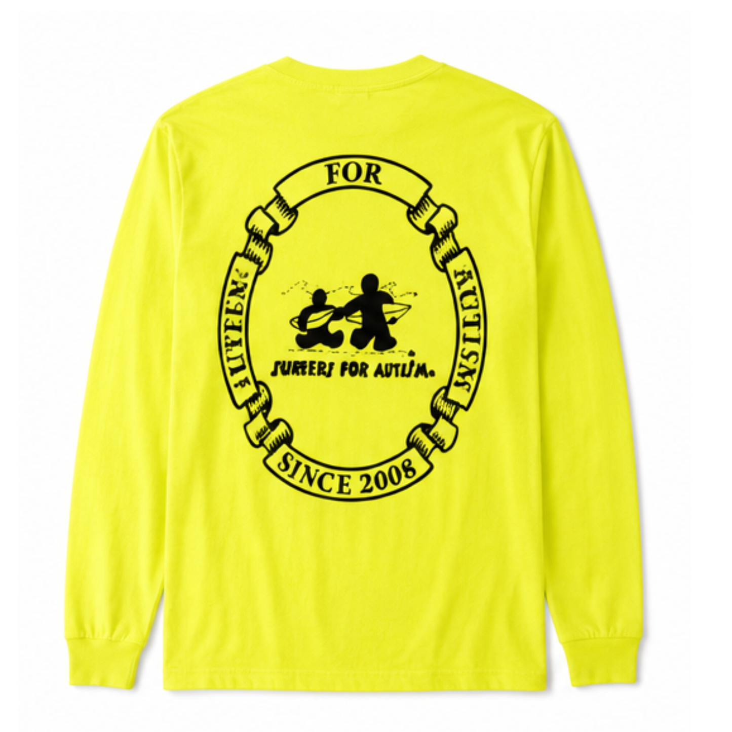 Surfers for Autism® Classic Logo Long Sleeve T-Shirt In Safety Yellow