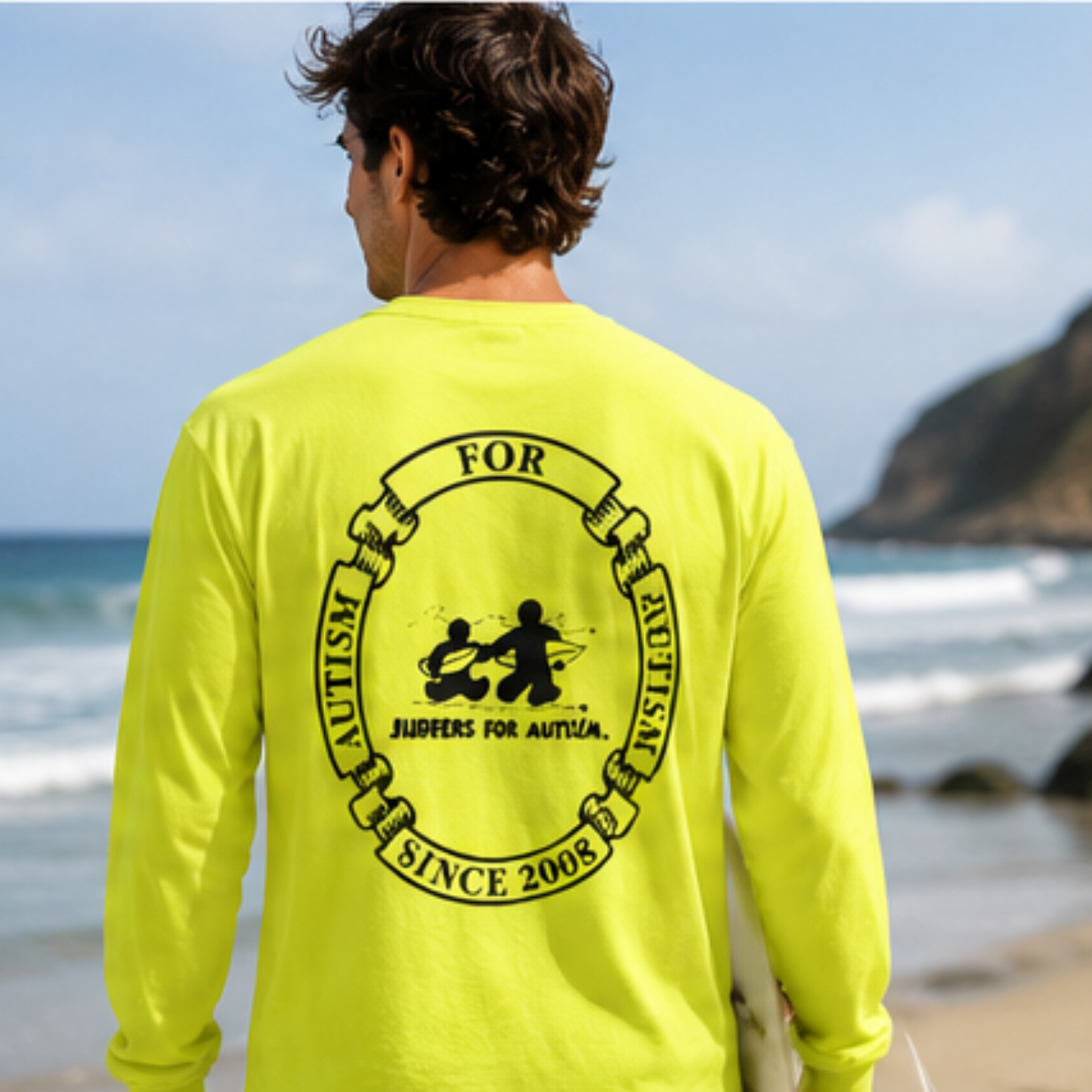 Surfers for Autism® Classic Logo Long Sleeve T-Shirt In Safety Yellow