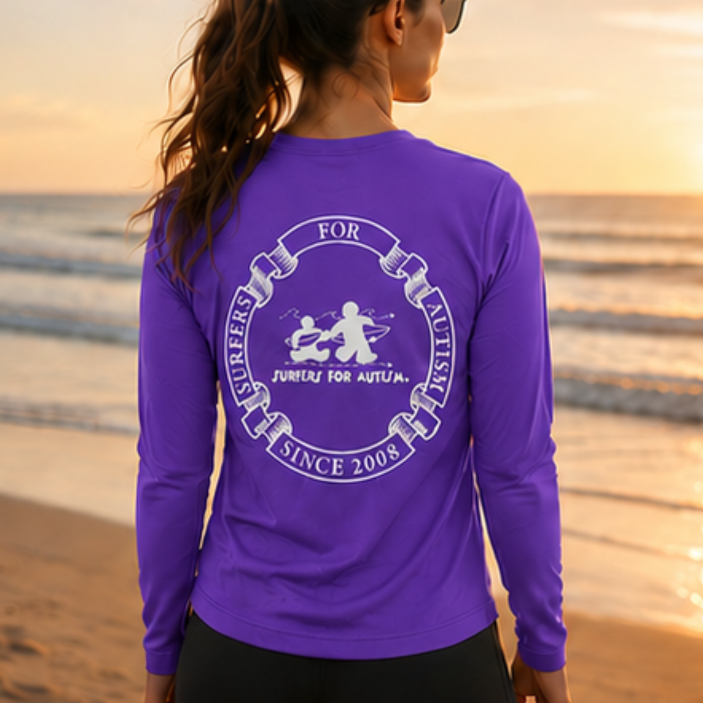 Women's Surfers for Autism® Performance V-Neck Long Sleeve Shirt In Purple