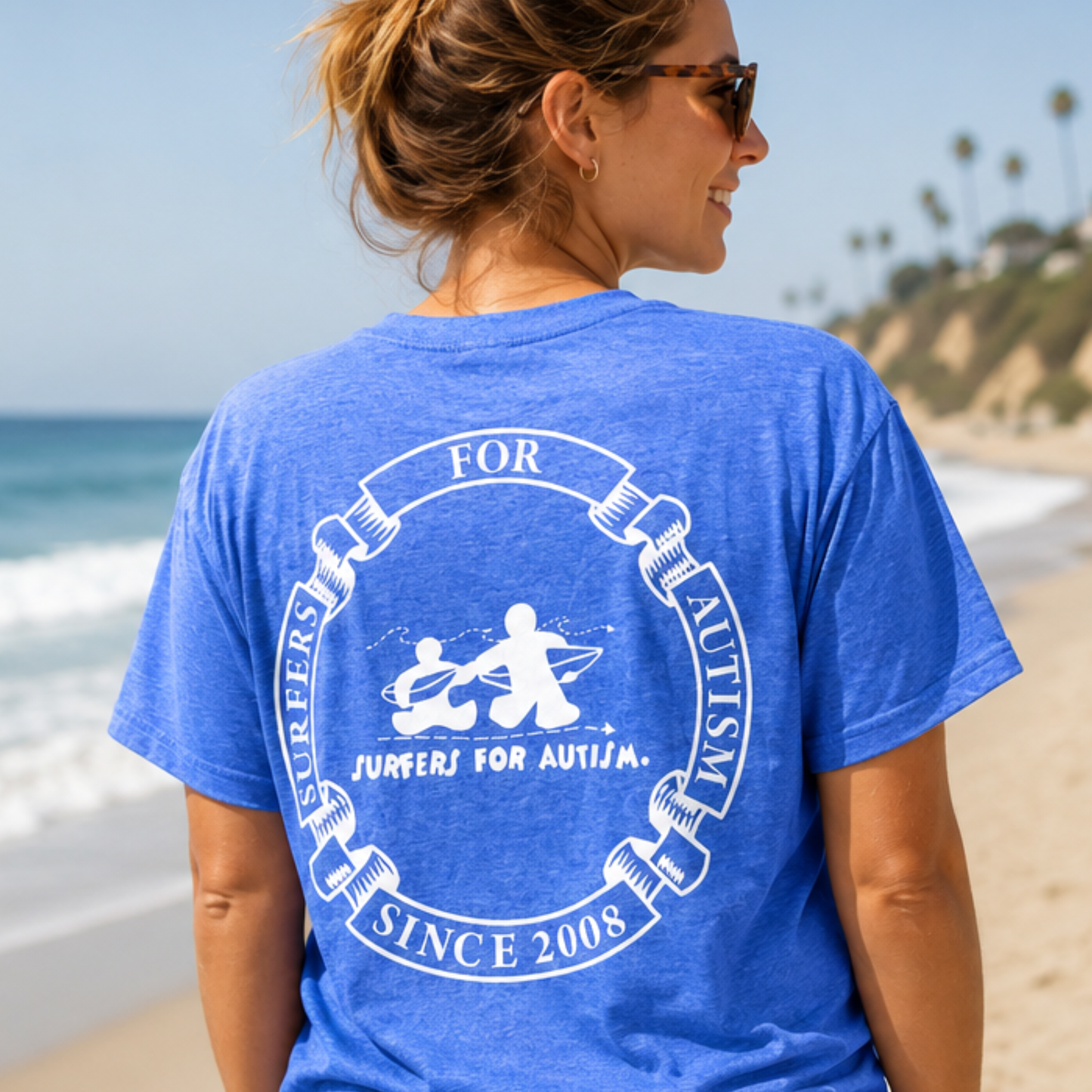 Surfers for Autism® Circle Logo Short Sleeve Tee In Blue