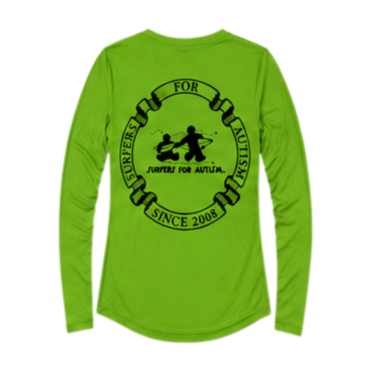 Women's Surfers for Autism® Performance V-Neck Long Sleeve Shirt In Bright Green
