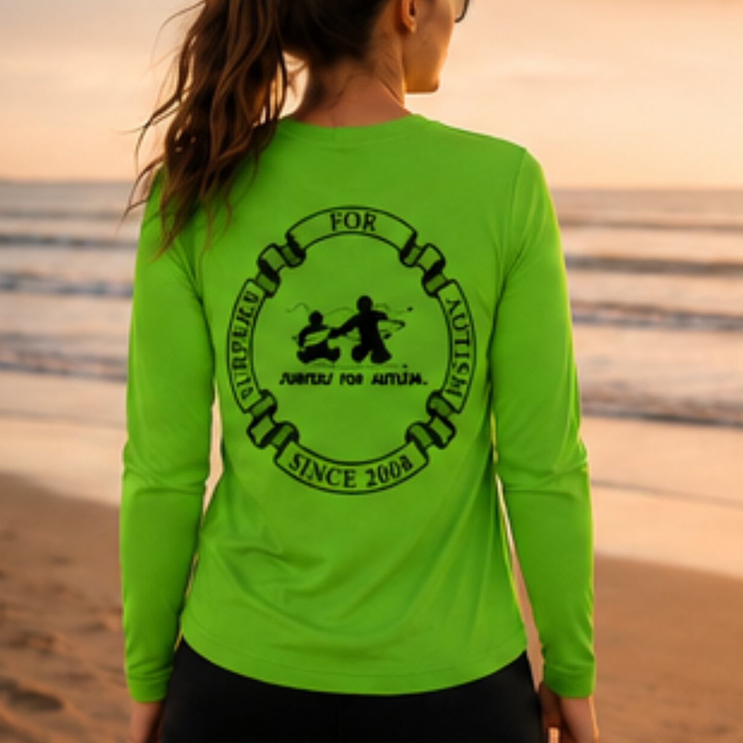 Women's Surfers for Autism® Performance V-Neck Long Sleeve Shirt In Bright Green