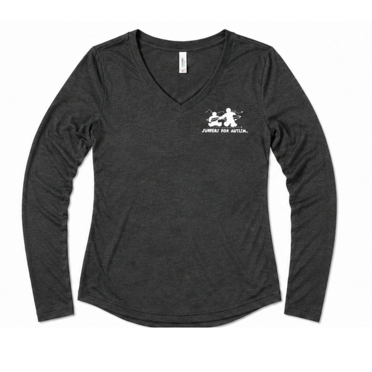 Women's Surfers for Autism® Performance V-Neck Long Sleeve Shirt In Charcoal Grey
