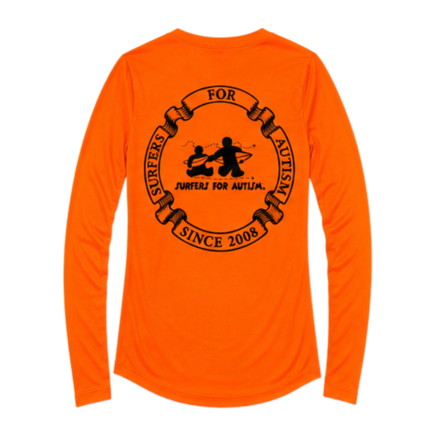 Women's Surfers for Autism® Performance V-Neck Long Sleeve Shirt In Safety Orange