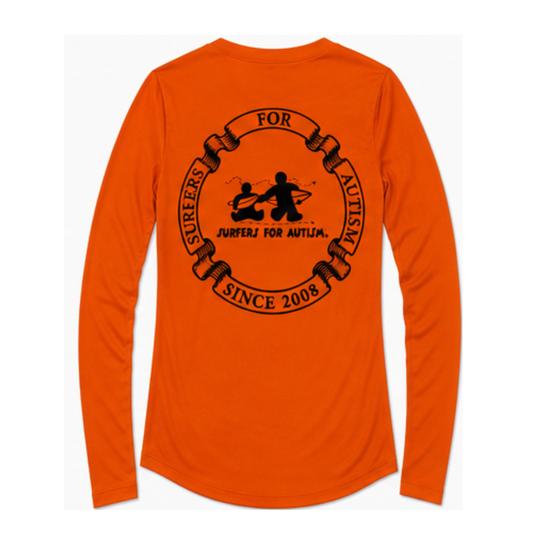 Women's Surfers for Autism® Performance V-Neck Long Sleeve Shirt In Orange