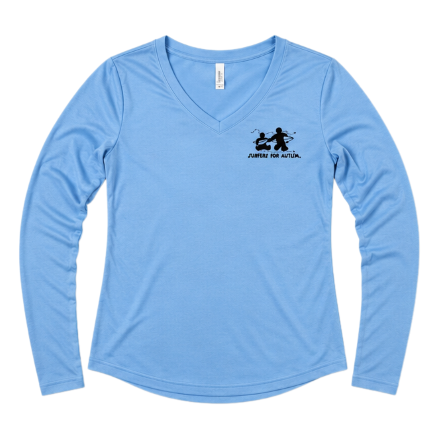 Women's Surfers for Autism® Performance V-Neck Long Sleeve Shirt In Baby Blue
