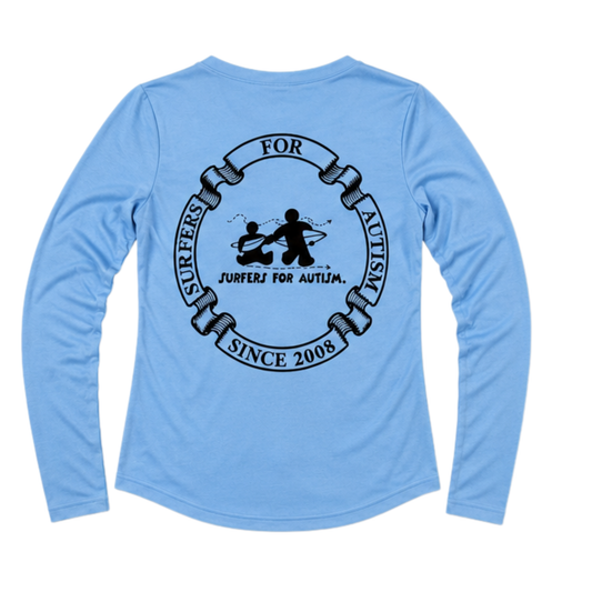 Women's Surfers for Autism® Performance V-Neck Long Sleeve Shirt In Baby Blue