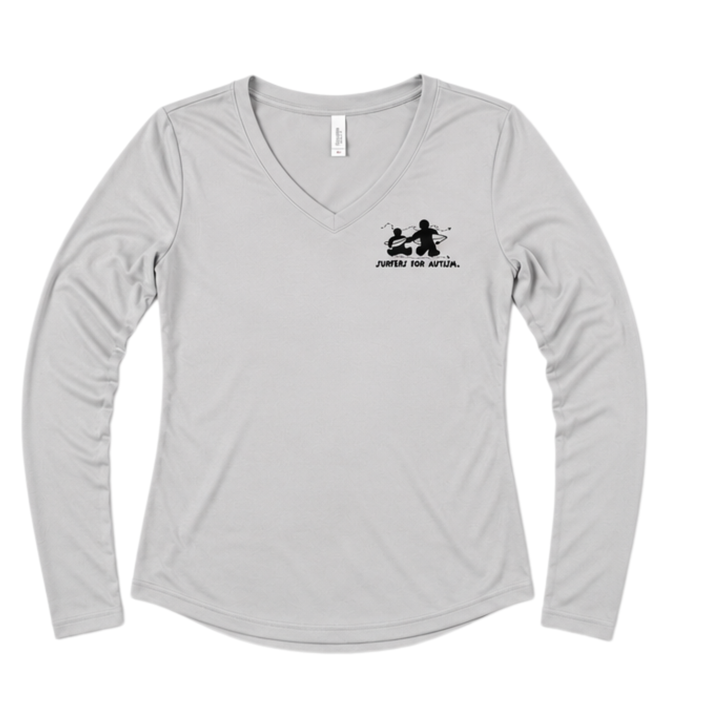 Women's Surfers for Autism® Performance V-Neck Long Sleeve Shirt In Light Grey