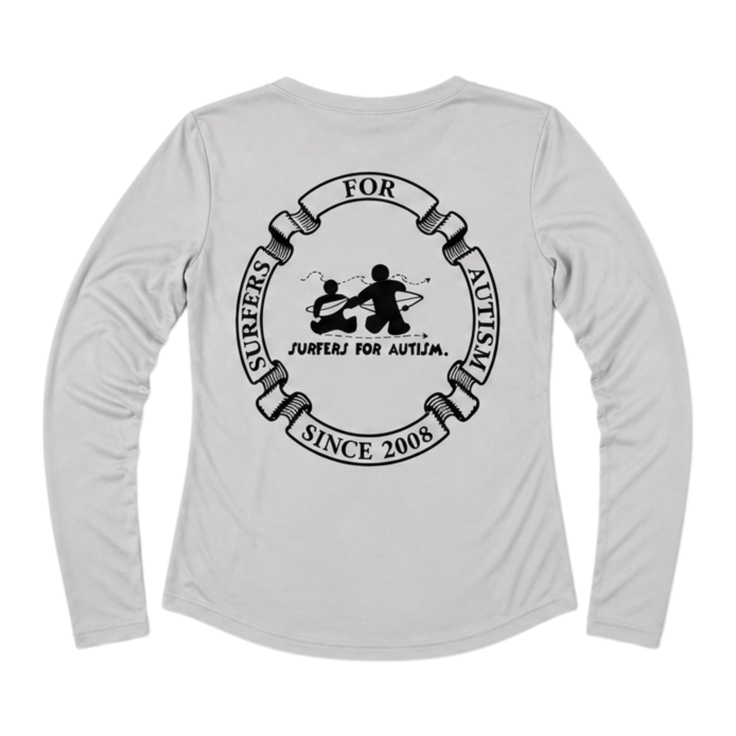 Women's Surfers for Autism® Performance V-Neck Long Sleeve Shirt In Light Grey