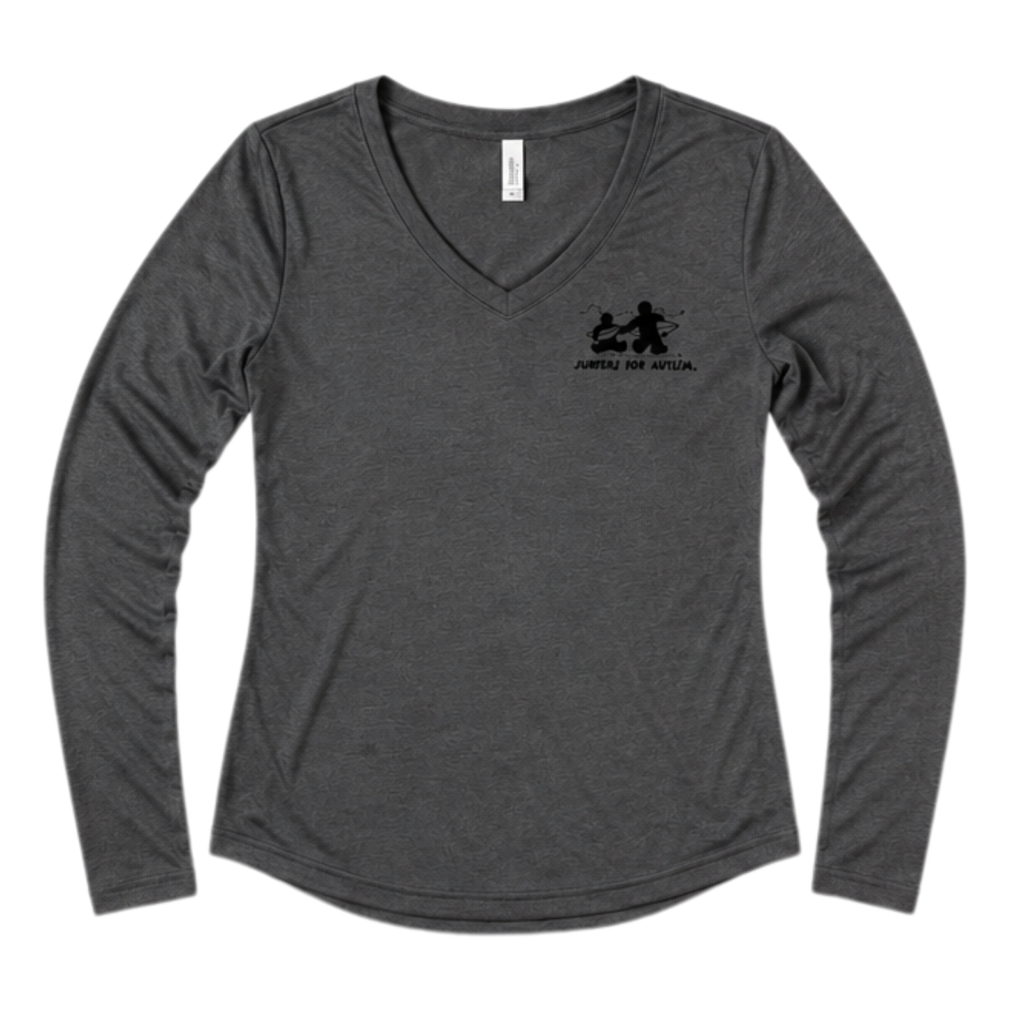 Women's Surfers for Autism® Performance V-Neck Long Sleeve Shirt In Dark Grey