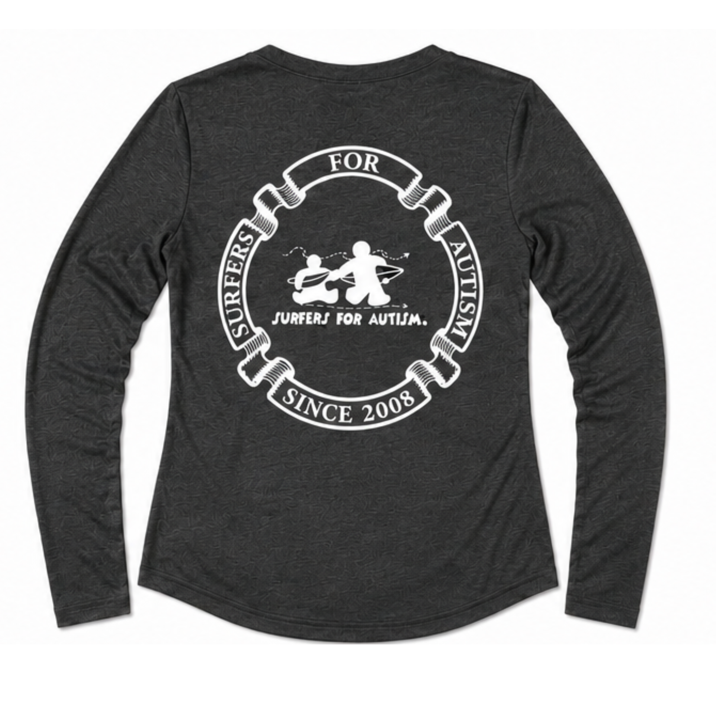 Women's Surfers for Autism® Performance V-Neck Long Sleeve Shirt In Charcoal Grey