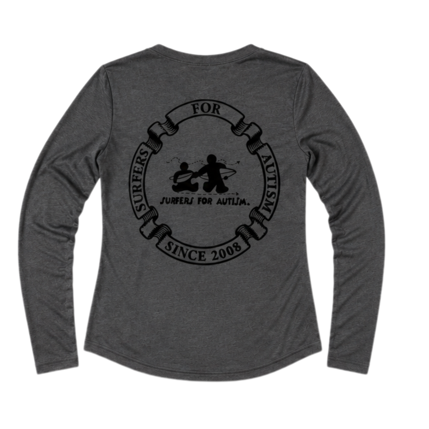 Women's Surfers for Autism® Performance V-Neck Long Sleeve Shirt In Dark Grey