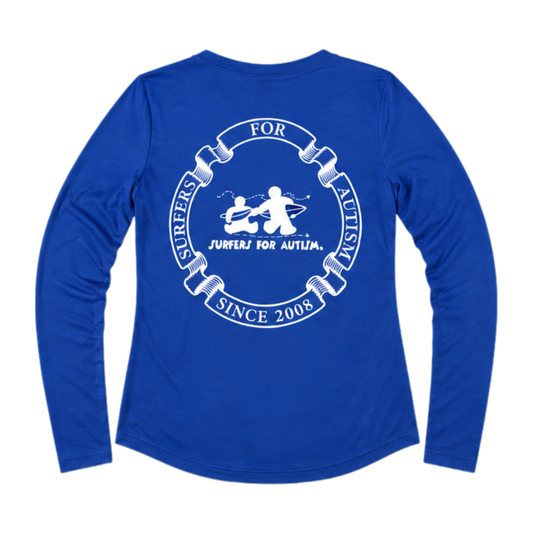 Women's Surfers for Autism® Performance V-Neck Long Sleeve Shirt In Blue