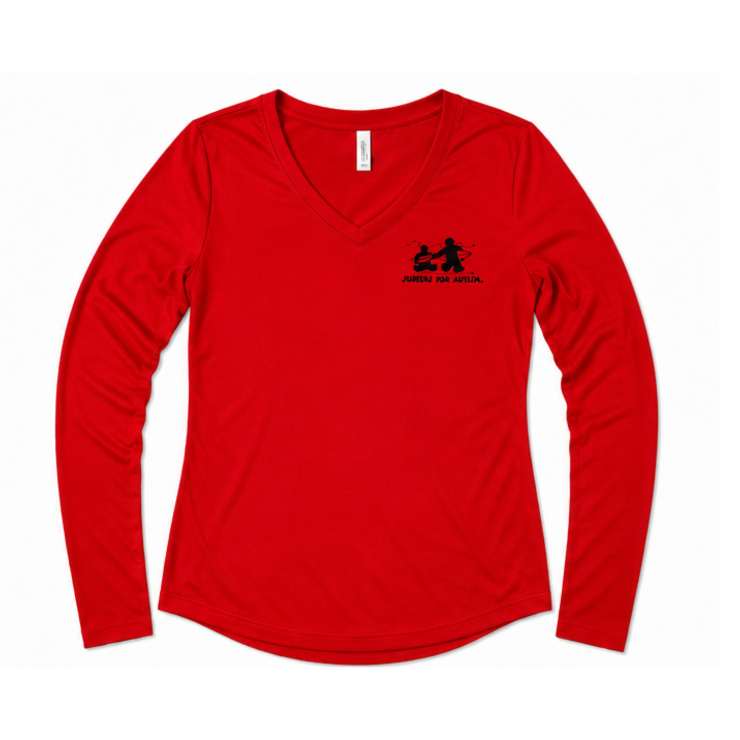 Women's Surfers for Autism® Performance V-Neck Long Sleeve Shirt In Red