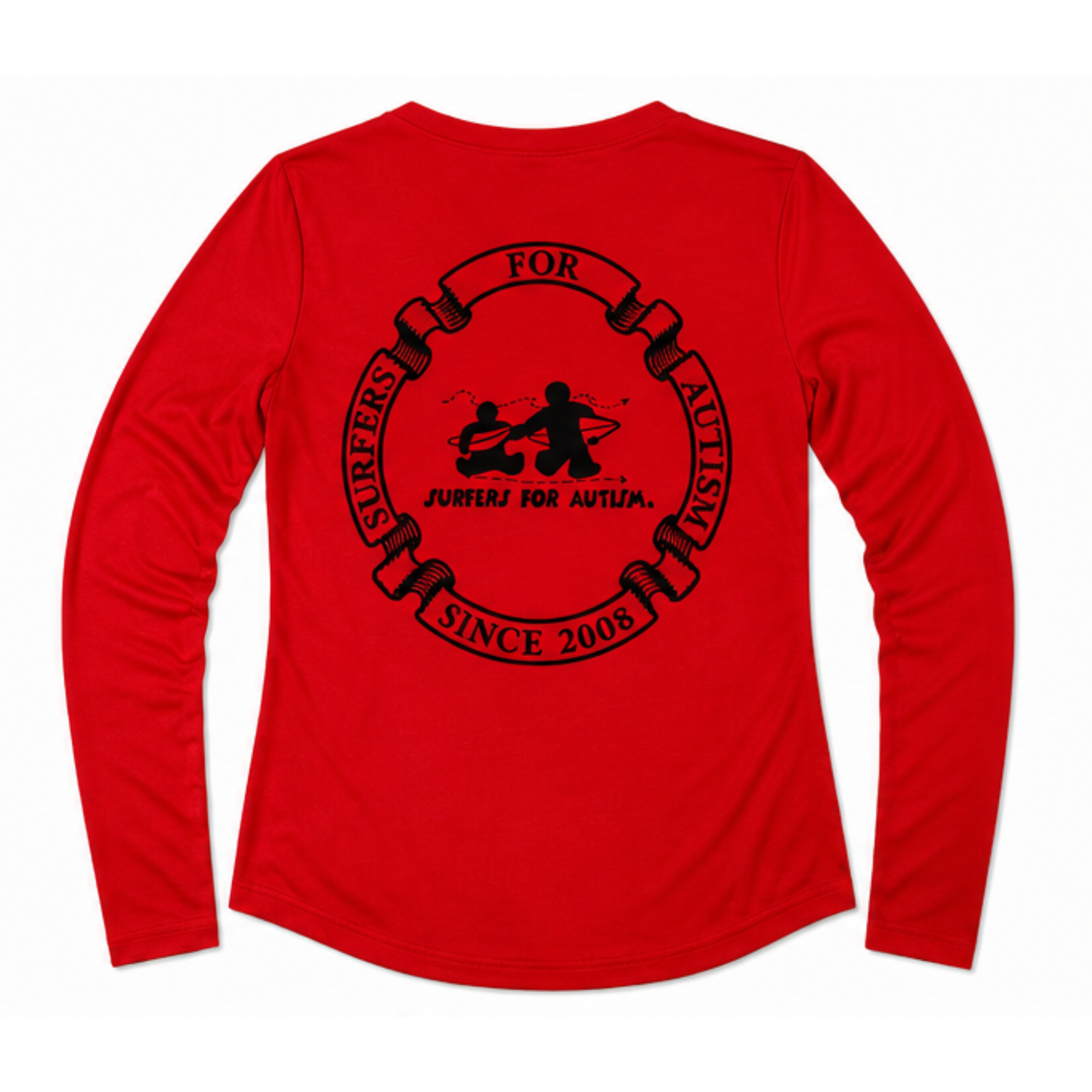 Women's Surfers for Autism® Performance V-Neck Long Sleeve Shirt In Red