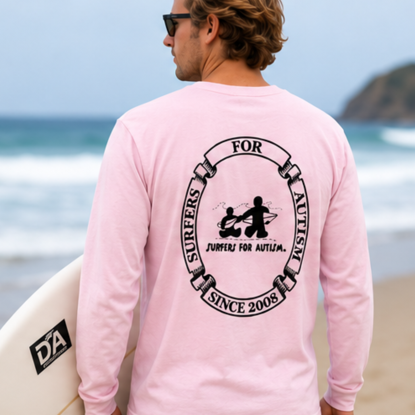 Surfers for Autism® Classic Logo Long Sleeve T-Shirt In Light Pink