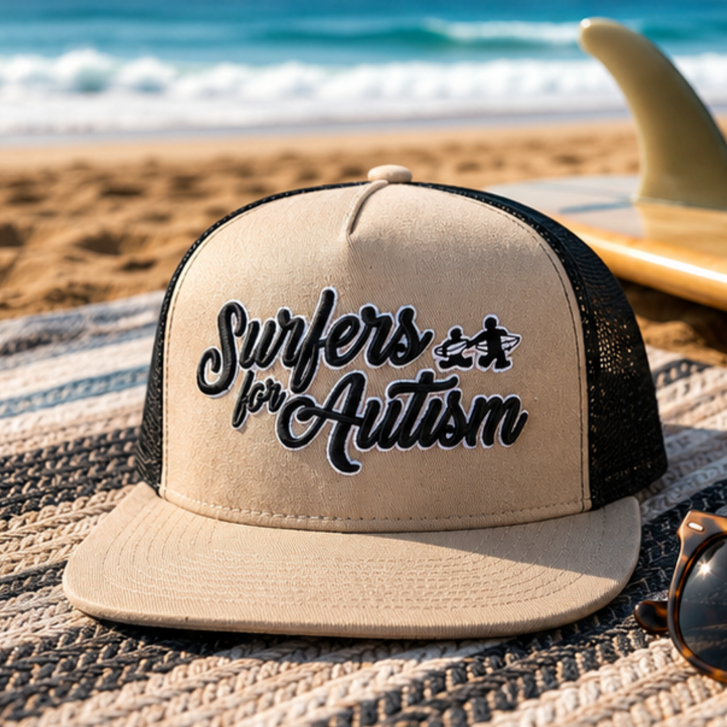 Surfers for Autism® Tan & Black Trucker Hat