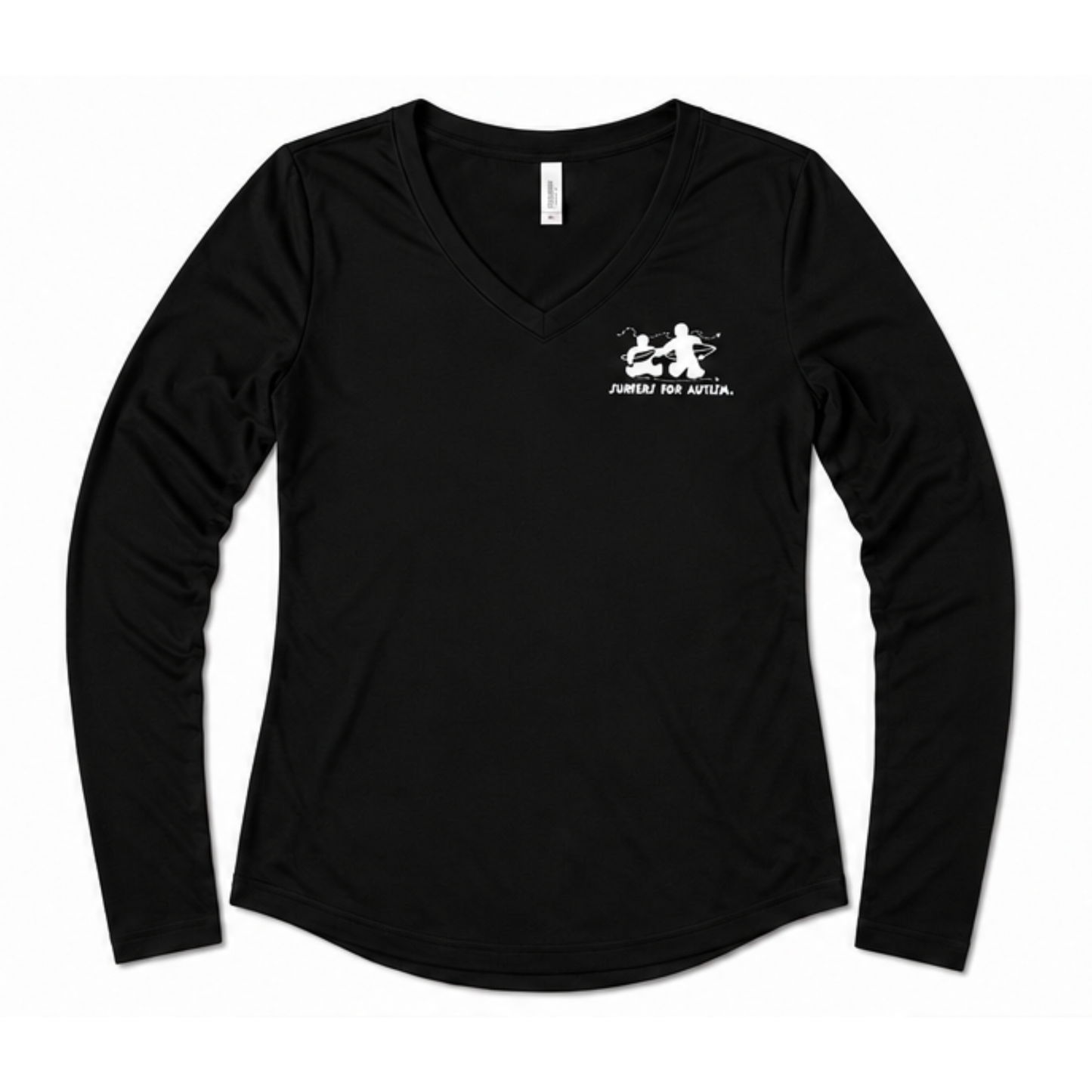 Women's Surfers for Autism® Performance V-Neck Long Sleeve Shirt In Black