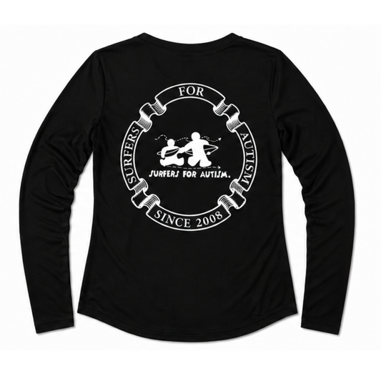 Women's Surfers for Autism® Performance V-Neck Long Sleeve Shirt In Black