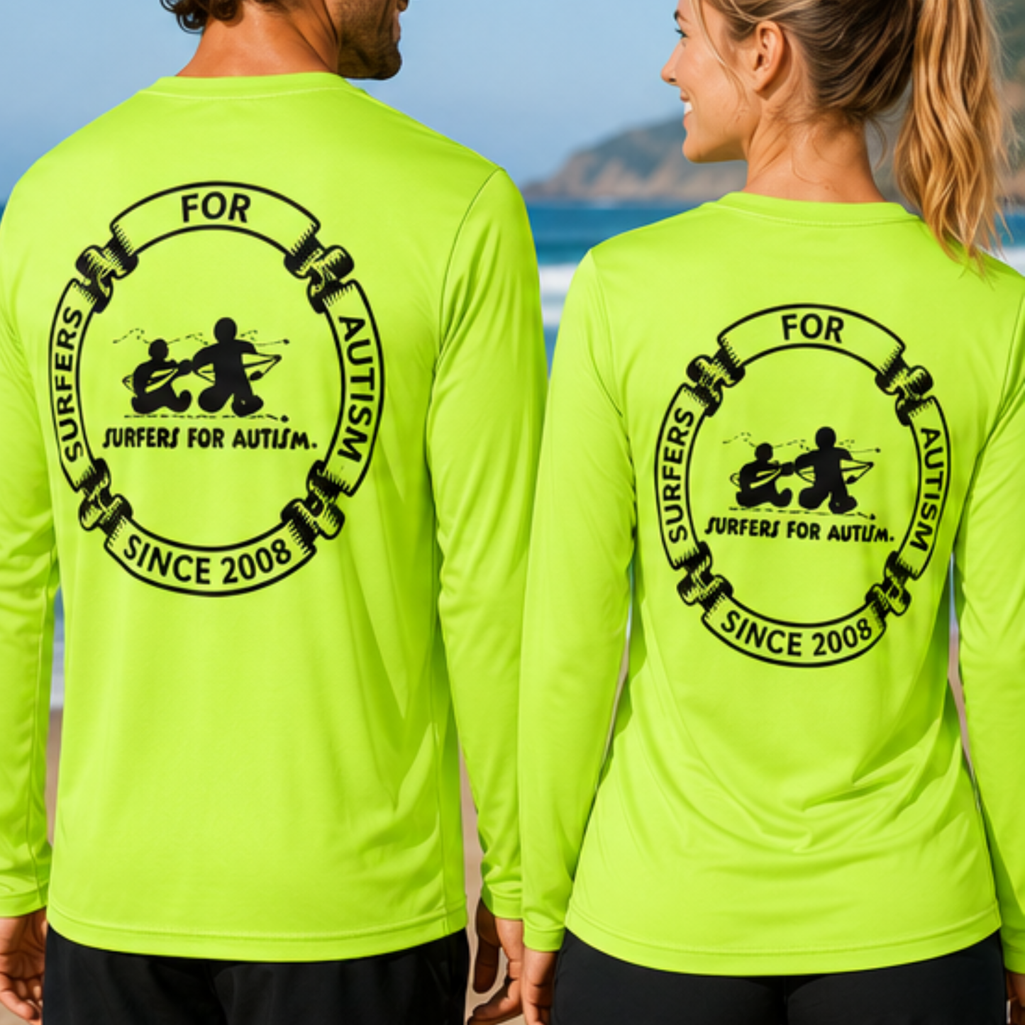 Surfers for Autism® Performance Long Sleeve Shirt In Safety Green