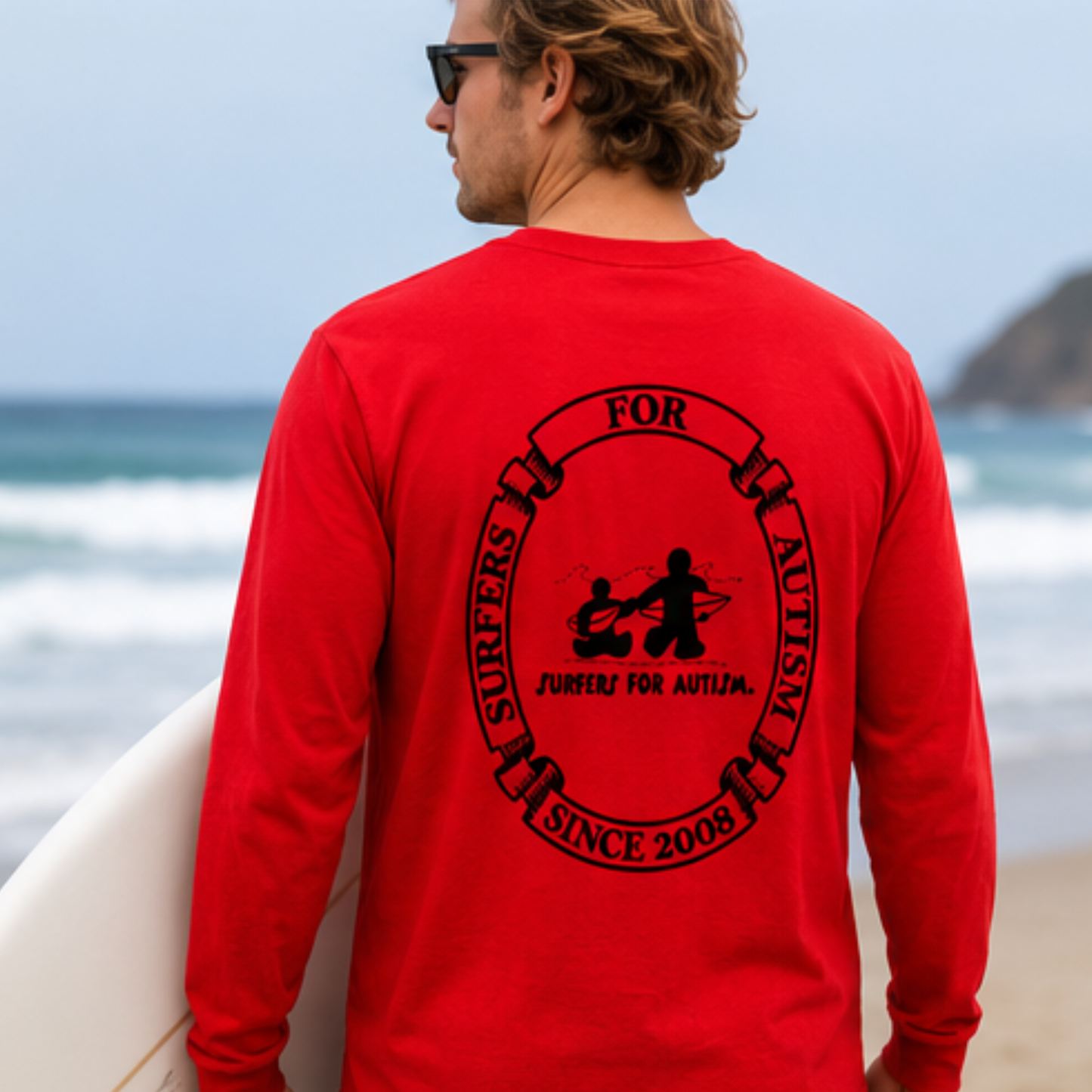 Surfers for Autism® Classic Logo Long Sleeve T-Shirt In Red