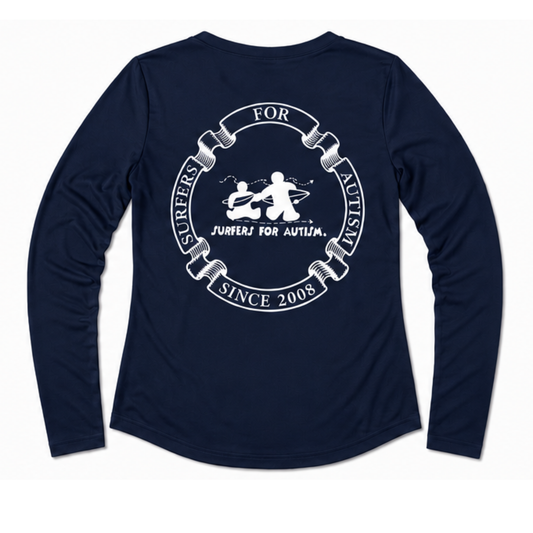 Women's Surfers for Autism® Performance V-Neck Long Sleeve Shirt In Navy