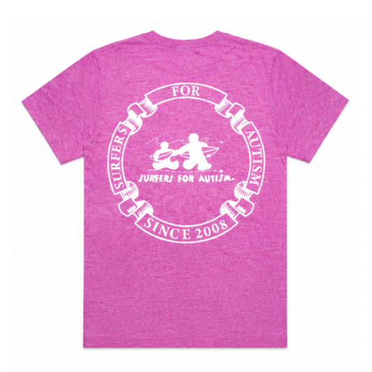 Surfers for Autism® Circle Logo Short Sleeve Tee In Heater Pink