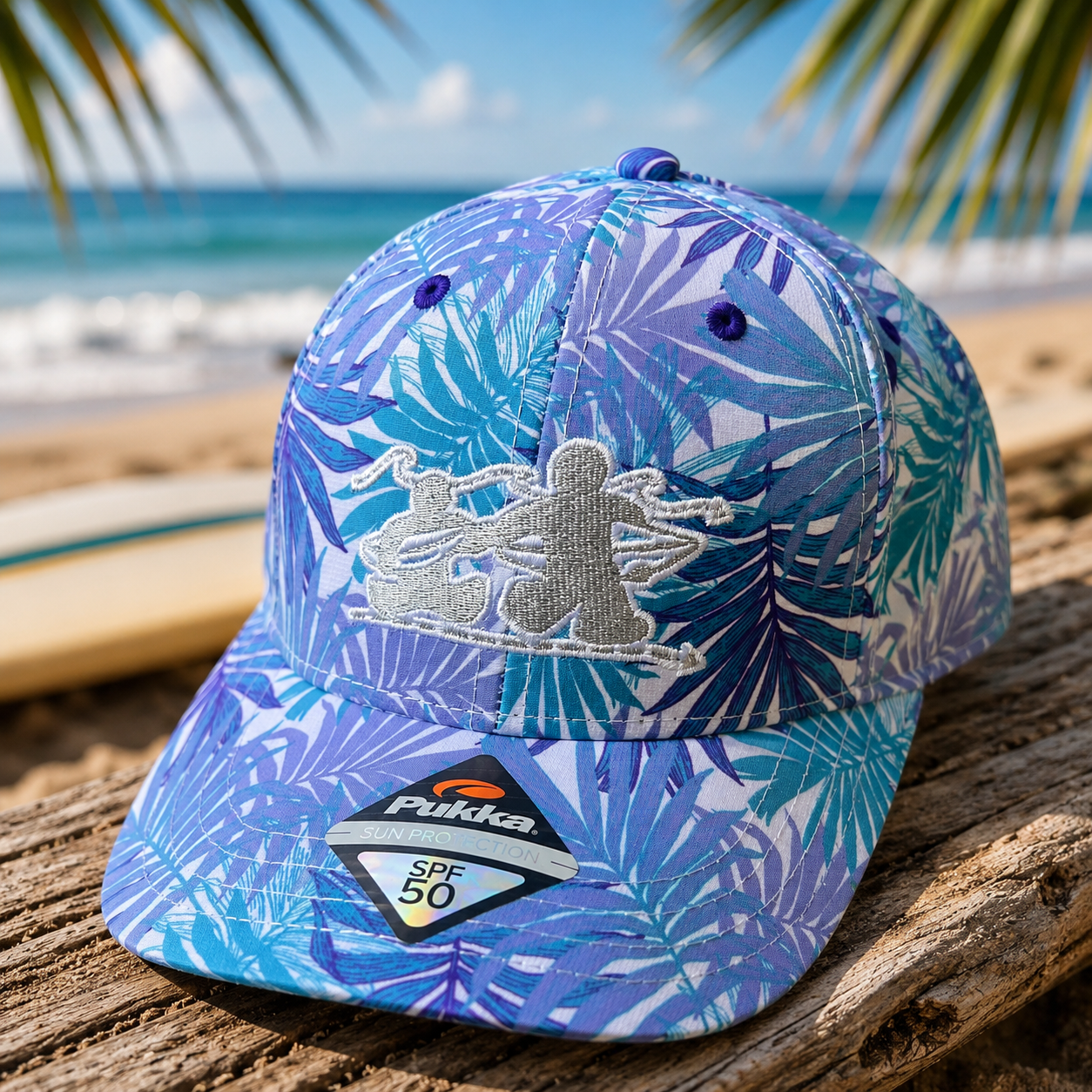 Surfers for Autism Purple Tropical Performance Hat | SPF 50 Sun Protection